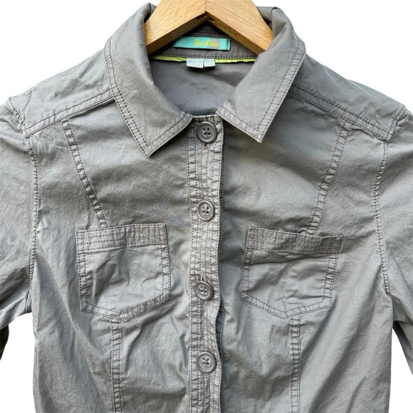 Boden Button Front Dress Trench Coat Jacket Gray Size 8 Women’s Pockets Midi - Picture 3 of 8